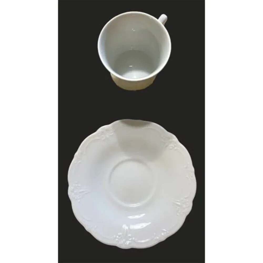 Hutschenreuther Germany Baronesse White Coffee Cup & Saucer MINT Never Used
